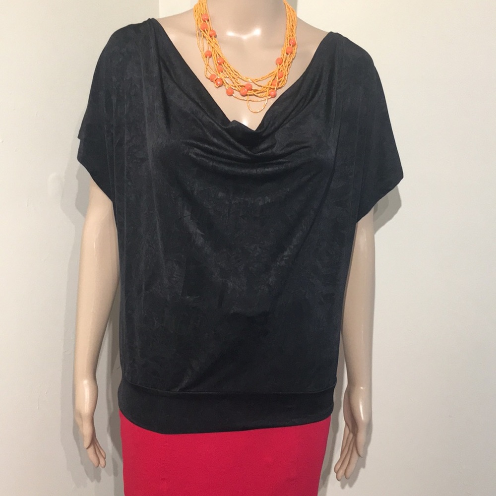 Heart soul black drap top L